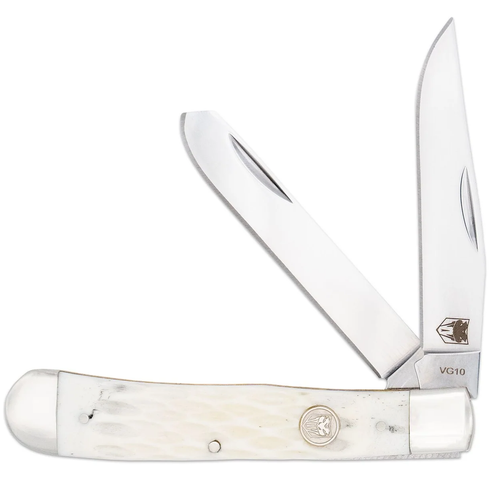 Cobratec Traditional 2 Blade Trapper (CTTDTRPWHTBN) VG-10 Clip Point and Spey Blades, White Bone Handle