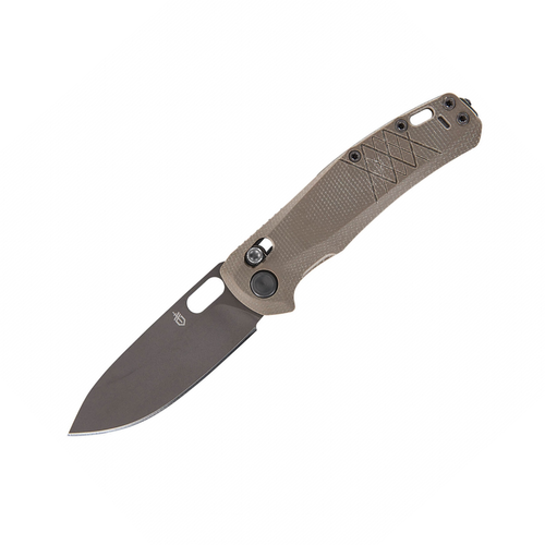 Gerber Quadrant (G1064582) 3.2" 440A Gray Drop Point Blade, Tan Micarta Handle, Crossbar Lock