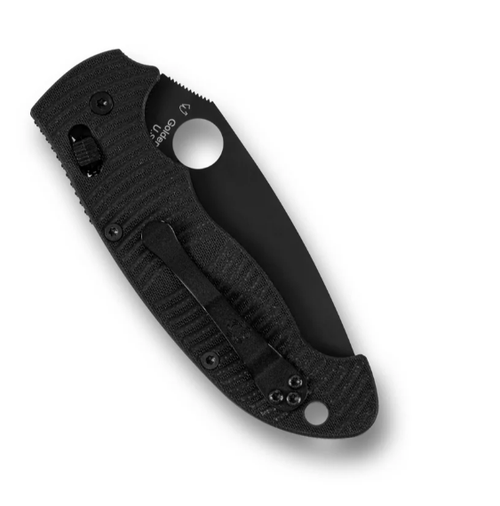 Spyderco Reveal 18 - Manix 2 XL Salt Ball Bearing Crossbar Lock, Black G10 Handles (3.85" CPM® MagnaCut®) Black DLC Plain Leaf Shaped Blade (C95GMCBKP2)
