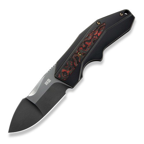 WEKNIFE Coral SLT Flipper Knife Bronze / Black Titanium Handle With Lava Flow FatCarbon Fiber Inlay (2.95" Polished Gray CPM 20CV Blade) Frame Lock, WE240443