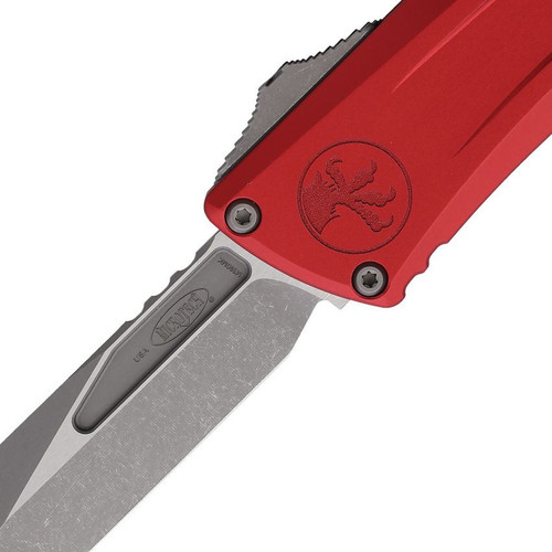 Microtech Combat Troodon SE Gen III (MCT114610APRD) 4.0" Bohler M390MK 2 Tone Drop Point Plain Edge Blade, Red Anodized Aluminum Handle