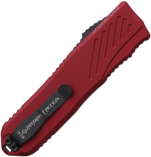 Guardian Tactical Recon 035-G2 OTF (GT94221) 3.38" Magnacut 2 Tone Tanto Plain Edge Blade, Red Aluminum Handle