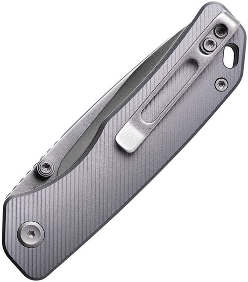 Vosteed Marten- Thumb Stud Knife 2.98" 154CM Satin Drop Point Blade, Aluminum Handles, Hard Case, Top Liner Lock, Reversible Stainless Steel Pocket Clip - A1601