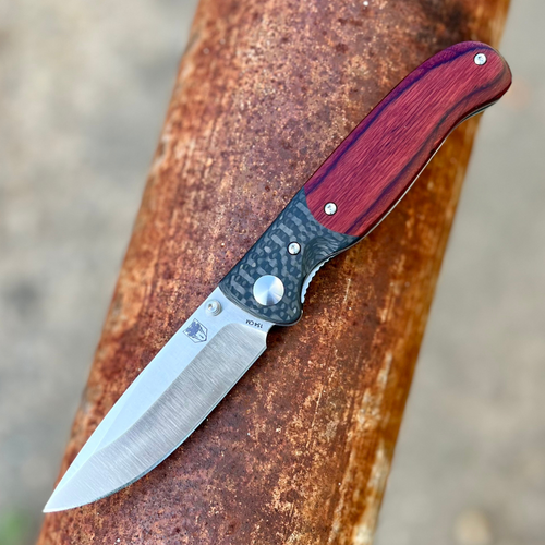 Cobratec Baron (CTBRN) 3.25" 154CM Drop Point Plain Blade, Carbon Fiber and Pakkawood Handle