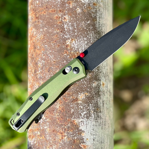 Cobratec Regent (CTRGTODG) 3.25" S35VN Black Drop Point Plain Blade, OD Green Aluminum Handle