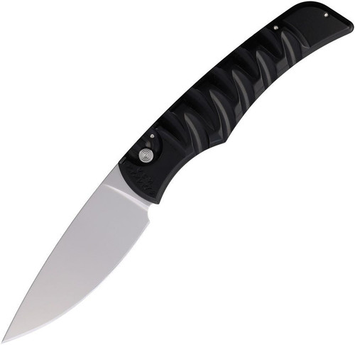 Piranha Paradox (PKCP24BK) 3.3" Satin 154CM Drop Point Blade, Black Aluminum Handle, Push Button Auto
