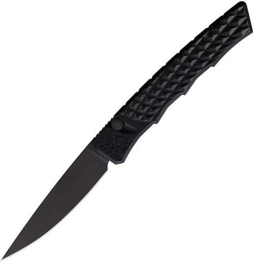 Piranha Crossfire (PKCP23BKT) 3.13" Black 154CM Drop Point Blade, Black Aluminum Handle, Push Button Auto