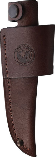 Knives of Alaska Alpha Wolf (KOA00332FG) 3" Magnacut Satin Drop Point Plain Blade, Stag Handle. Brown Leather Belt Sheath