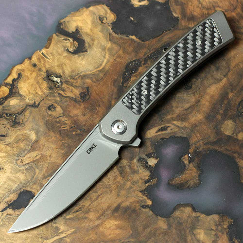 Columbia River Knife and Tool Q Frame Lock (7074) 3.31" Magnacut Drop Point Plain Blade, Titanium with Carbon Fiber Inlay Handle