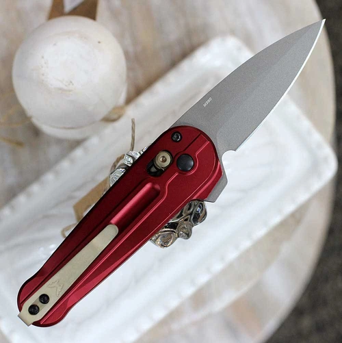 Benchmade Lowden 491GY-01 Bohler M390 Gray Cerakote Spear Point Blade Open Detail View