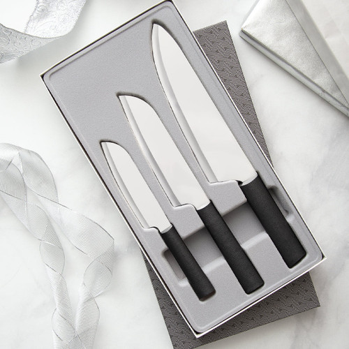 Rada Cutlery Chef's Select Gift Set (G257) T420 High Carbon Stainless Steel Satin Blades, Black Resin Handles, Cook's Utility, Cook's Knife, French Chef