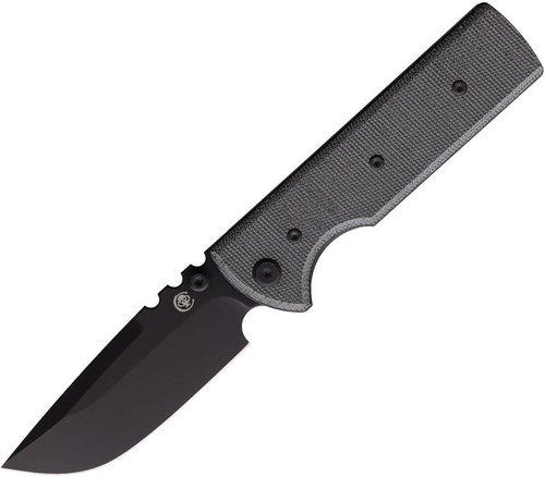 Chaves NTAK (CHAV14330) 3.7" Elmax Black Drop Point Plain Blade, Black Micarta Handle