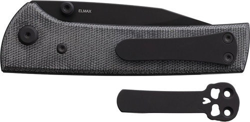 Chaves Scapegoat Street (CHAV14327) 3.5" Elmax Black Spear Point Plain Blade, Black Micarta Handle