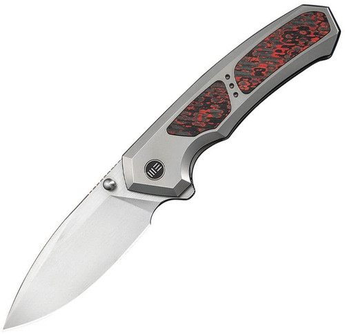 WE Knife Co. Corwyn Frame Lock Folding Knife —Polished Bead Blast Titanium + Lava Flow Fat Carbon Fiber, 3.7" Satin Blade