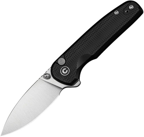 Civivi Mini Shakan (CIVC20052F-1) 2.48" Nitro-V Satin Drop Point Plain Blade, Black Ripple Aluminum Handle