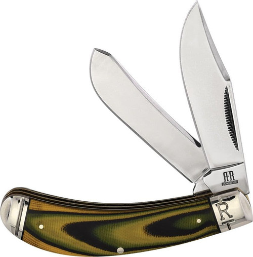 Rough Ryder Bow Trapper RR2261 – 440A Stainless Clip & Spey Blades, Wasp Black & Yellow G-10 Handle