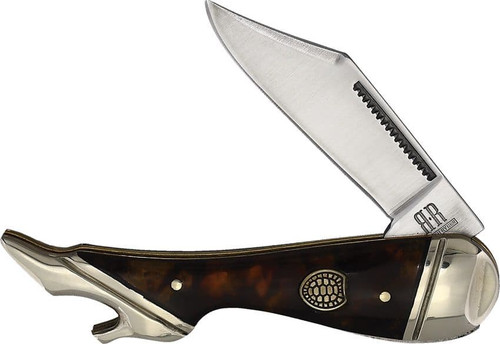 Rough Ryder Leg Knife RR2451 – 2.12" Clip Point Blade, Imitation Tortoise Shell Handle