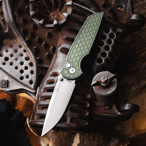 Pro-Tech TR-3 Integrity manual knife Battleworn Reptile Green