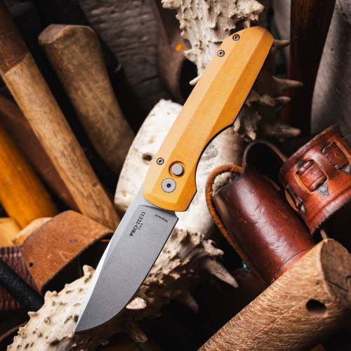 Pro-Tech Vero Synapse automatic knife Natural Linen Micarta