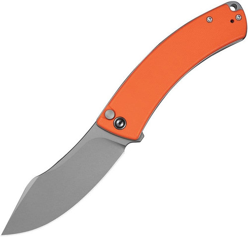 CIVIVI Outlaw Muk Button Lock Knife – Orange G-10 (3.5" 14C28N Stonewashed) C24079-2