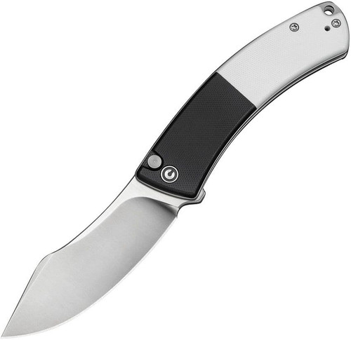 Civivi Outlaw Muk Button Lock Knife Black / White G-10 (3.5" 14C28N) C24079-4