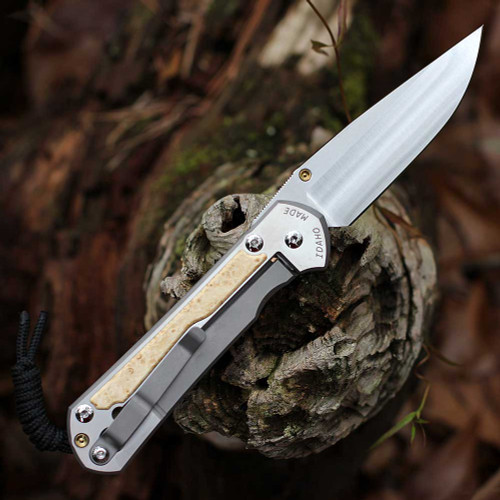 Polished MagnaCut Drop Point Blade Gold Hardware