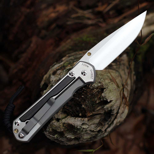 Polished MagnaCut Drop Point Blade Wood Inlay