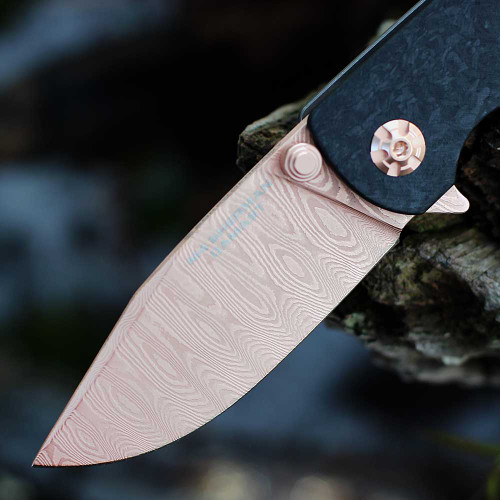 Chad Nichols Damascus blade with rose gold finish