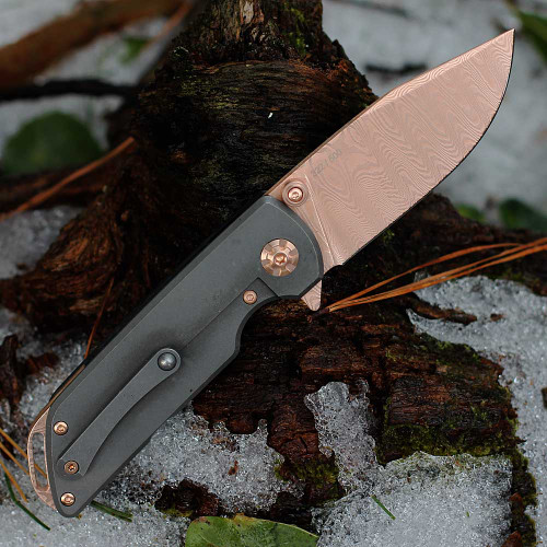 Chad Nichols Damascus blade with rose gold finish