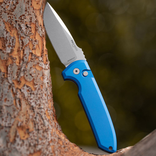 Pro-Tech Rockeye Auto Les George blue aluminum knife
