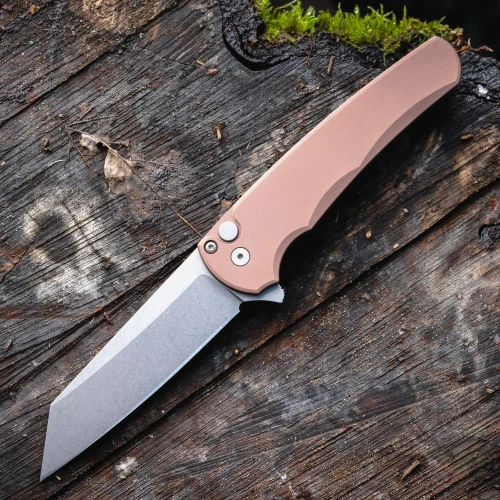 Pro-Tech Malibu 5401-FDE — 3.25" CPM-MagnaCut stonewash reverse tanto, FDE aluminum handle, button lock flipper, USA made. open, front view