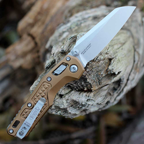 Microtech MSI Mini RAM-LOK – 3.25" M390MK Stonewash Tan Frag Aluminum 210M-10FRTA