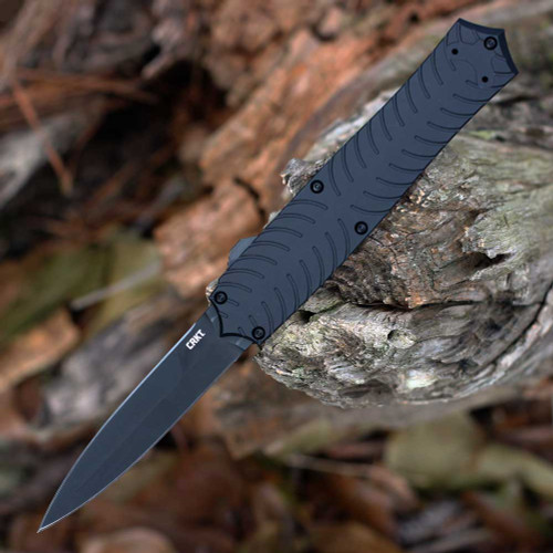 CRKT Xolotl Auto – Sculpted Black Aluminum, 3.50" MagnaCut Dagger A1200