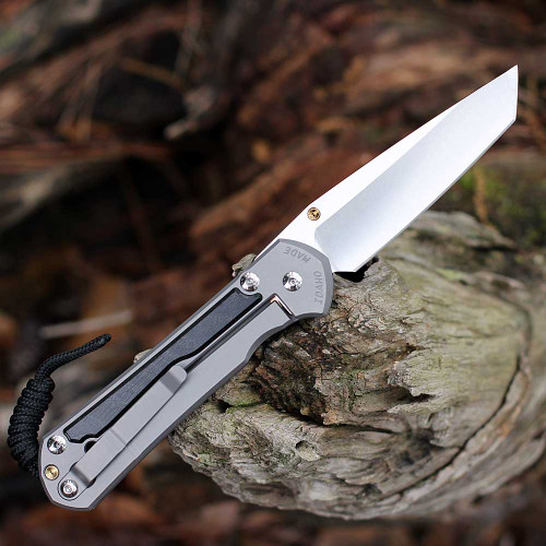 Sebenza 31 L31-1130 open profile showing tanto geometry and stonewashed finish