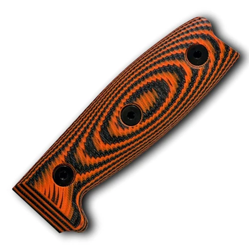 The ESEE 3 Replacement Handle (ESEE3-3D-006) shown with its 3D-contoured orange and black G-10 scales, designed as a high-visibility, precision-fit upgrade or replacement for the ESEE-3 platform.