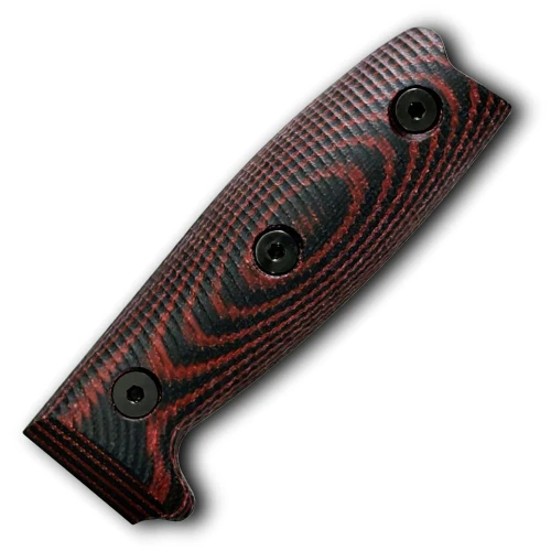 The ESEE 4 Replacement Handle (ESEE4-3D-004) shown with its 3D-contoured blood red and black G-10 scales, designed as a precision-fit upgrade or replacement for the ESEE-4 platform.