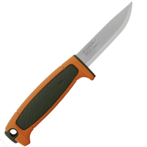 Front view  Kniv Risberg Hunting (S) Fixed Blade Knife 3.5" 12C27 Stainless Scandi Grind Orange/Green 14723
