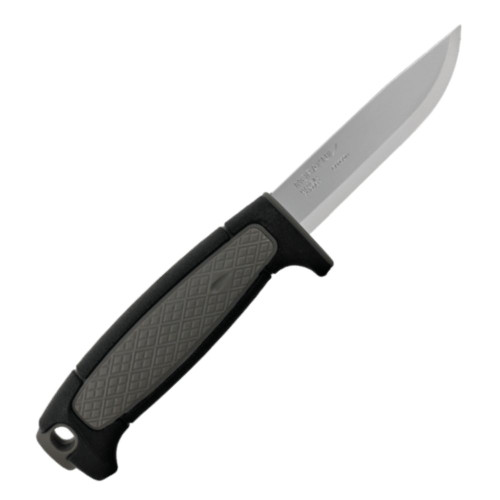 Front view of Mora Risberg Heavy Duty fixed blade knife with black handle