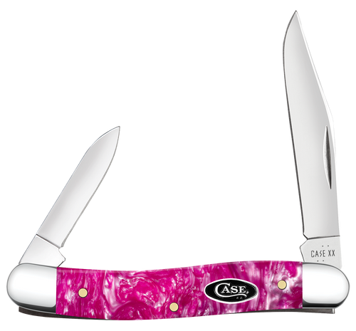 Front view of Case Medium Pen knife with Pink Crackle Kirinite handle