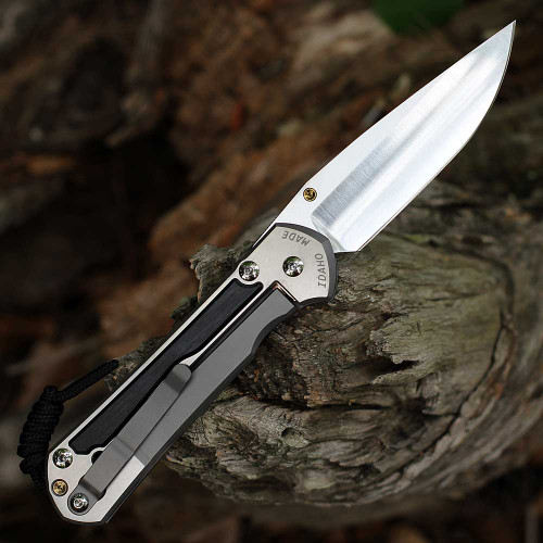 Chris Reeve Large Sebenza 31 L31-1620 back view highlighting the Reeve Integral Lock and polished titanium handle finish.