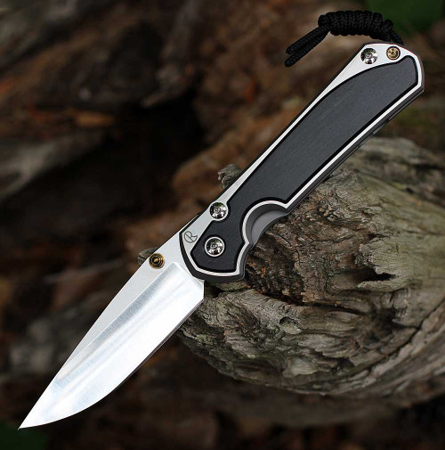 Chris Reeve Large Sebenza 31 L31-1620 folding knife profile view showing polished MagnaCut blade and Bog Oak inlay.