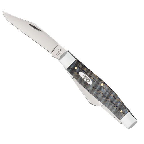 Side Angle: Case XX Stockman wood handle grain detail nickel silver bolsters