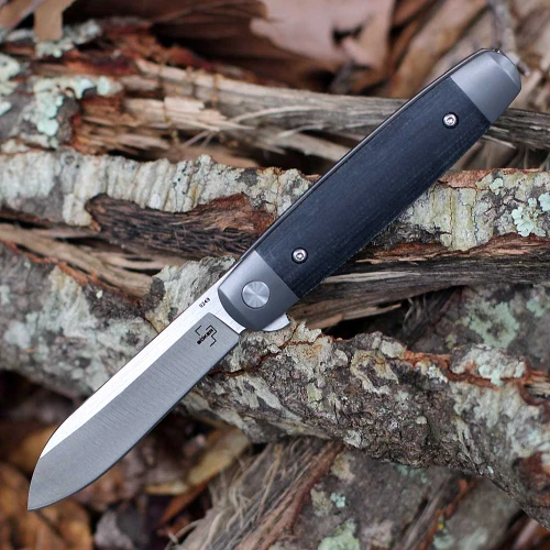 Boker Plus Modern Club Knife 01BP0035 Nitro-V Satin Drop Point Blade Black Micarta Handle Side View