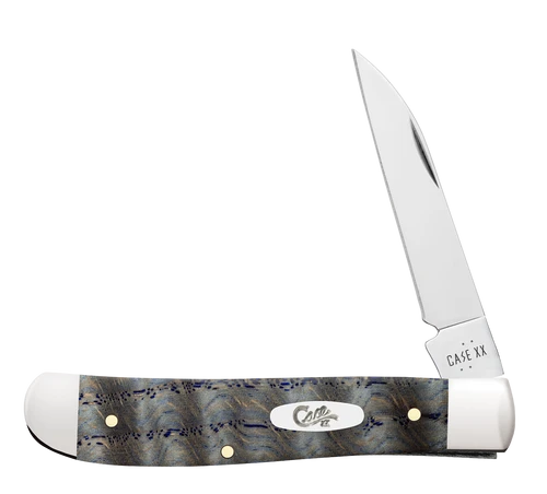 Case 7107W SS Mini Trapper single Wharncliffe blade open, 2.75 inch mirror polished Tru-Sharp, nail nick