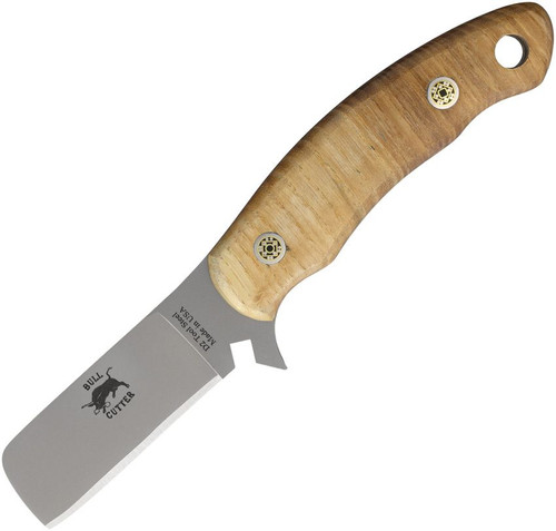 Knives of Alaska Bull Cutter fixed blade D2 tool steel bead blast sheepsfoot blade ash wood handle USA made