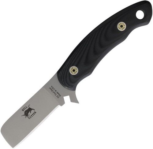 Image 1 (hero): Knives of Alaska Bull Cutter black G10 handle D2 tool steel bead blast sheepsfoot blade USA made