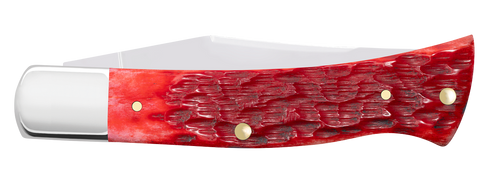 Case Axe Handle dark red bone carbon steel slip joint folding knife back view compact EDC USA