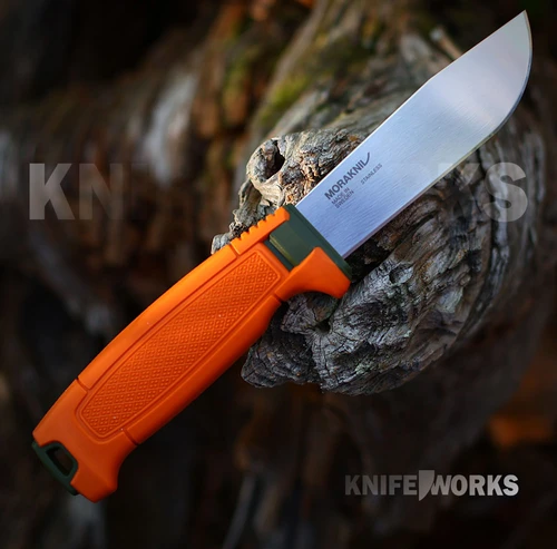 Morakniv Amberg Full Flat Hunting (S) 14700, stainless 14C28N full flat blade, with burnt orange Click-On sheath