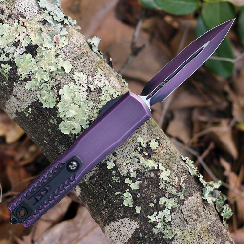 Microtech Ultratech Gen IV D/E Half Tri-Grip Purple Abrasion Standard OTF Automatic Knife 3.5 in. M390MK 11224HT-1PUAA