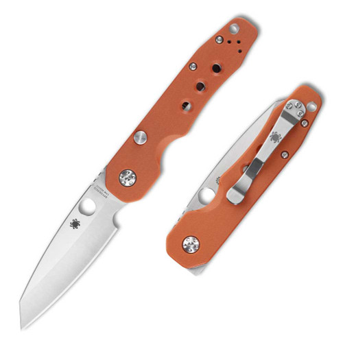 Spyderco Smock C240GPBOR CPM REX 121 Bi-Directional Satin Hollow Grind Drop Point Blade Open Detail View